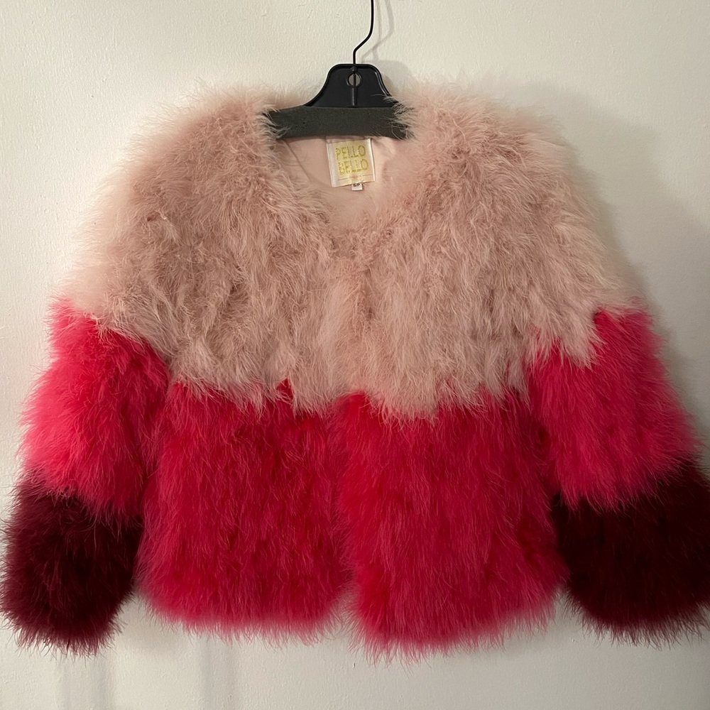 PELLO BELLO OMBRÉ FEATHERED JACKET